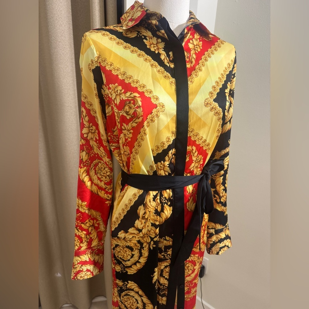 Marciano Gold and Red Slit Resort Gown - Picture 2 of 5